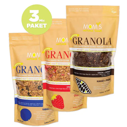 3-PACK GRANOLA COCOA-HAZELNUT 360G / BLUEBERRY 360G / STRAWBERRY-CHIA 360G